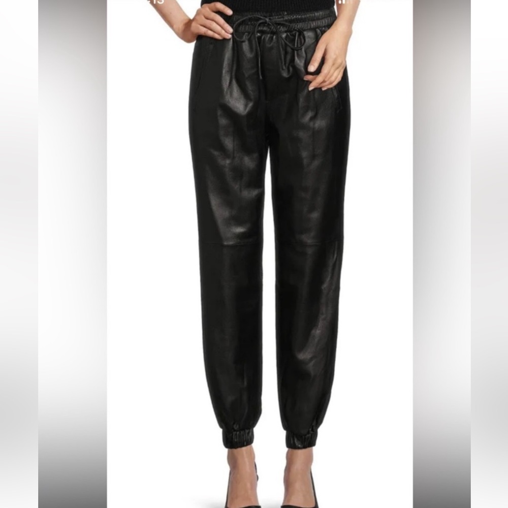 Antonio Melani Luxury Black 100% Leather Jogger Pants for Women